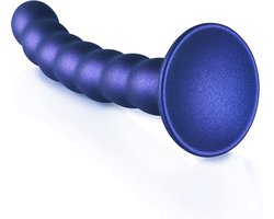 Ouch! by Shots Beaded siliconen G-Spot Dildo - 6,5'' / 16,5 cm - Metallic - Blauw