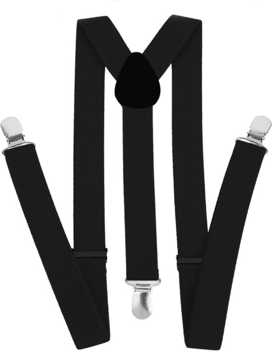 Stijlvolle bretels - Verstelbaar - Met stevige clip - Elastisch - Unisex - Zwart - Merkloos