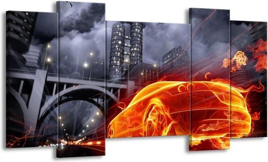Peinture sur toile Voiture | Rouge, orange, noir | 120x65 5 Liège