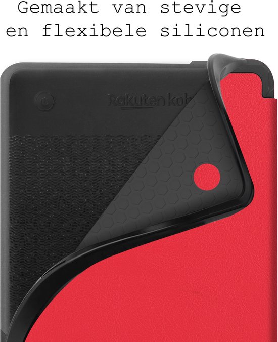 Hoes Geschikt voor Kobo Clara 2E Hoesje Bookcase Cover Hoes - Hoesje Geschikt voor Kobo Clara 2E Hoes Cover Case - Rood van Fesit. — afbeelding 3