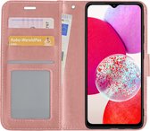 Hoes Geschikt voor Samsung A14 Hoesje Book Case Hoes Flip Cover Wallet Bookcase - Rosé goud