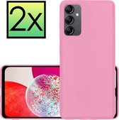 Hoes Geschikt voor Samsung A14 Hoesje Cover Siliconen Back Case Hoes - Roze - 2x