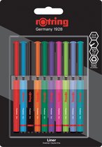 Feutres Fineliner Rotring Liner | 0,4 mm | Stylos de couleur pour écrire et dessiner | Emballage sans plastique | Différentes couleurs | 10 pièces