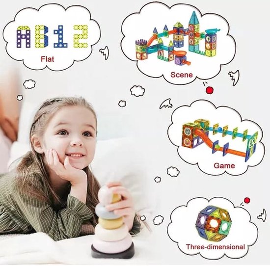Magnetische blokken ballenbaan Glowing 75 st. - Light Magnetic Blocks - Magnetic Marble Run Set - Licht Magnetische Blokken - Magnetisch Speelgoed - Geschenkdoos - cadeau kinderen - knikkerbaan van Wingosol — afbeelding 3
