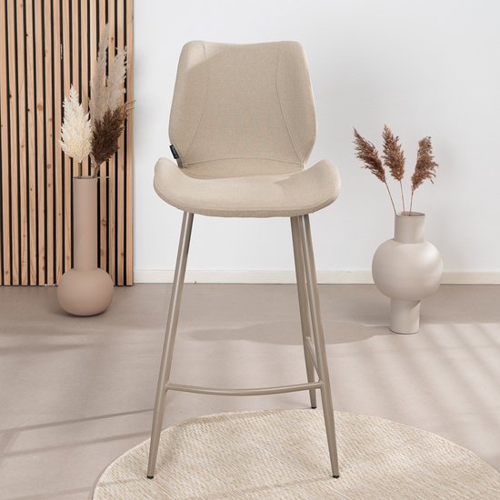 Bronx71® Tabouret de bar scandinave Jena taupe tissu recyclé 69 cm
