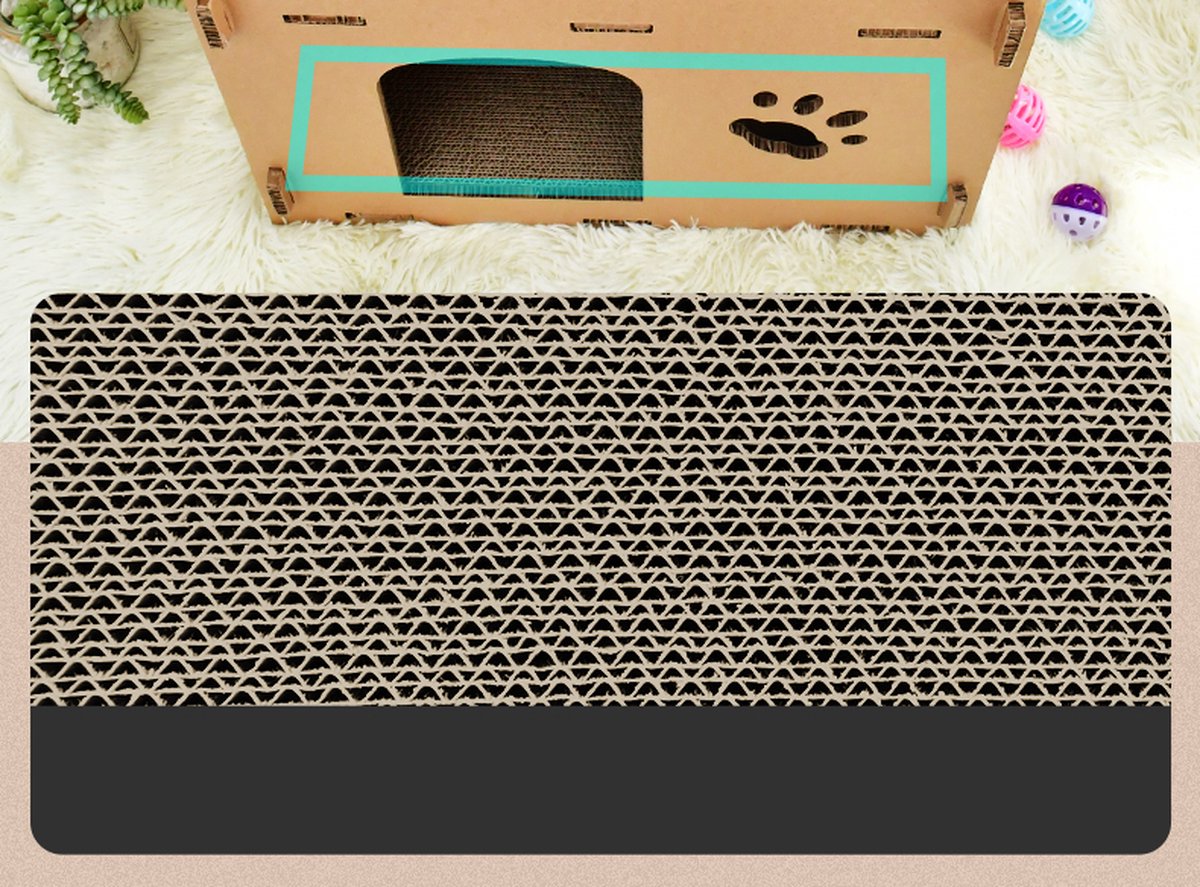 Kattenhuis - duurzaam speelhuis voor katten - karton krabmeubel katten - Afmetingen 53.5 x 31 x 70.5 cm — afbeelding 15