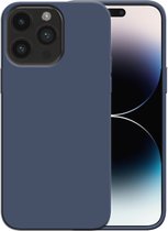 Smartphonica Siliconen hoesje voor iPhone 14 Pro Max case met zachte binnenkant - Donkerblauw / Back Cover geschikt voor Apple iPhone 14 Pro Max