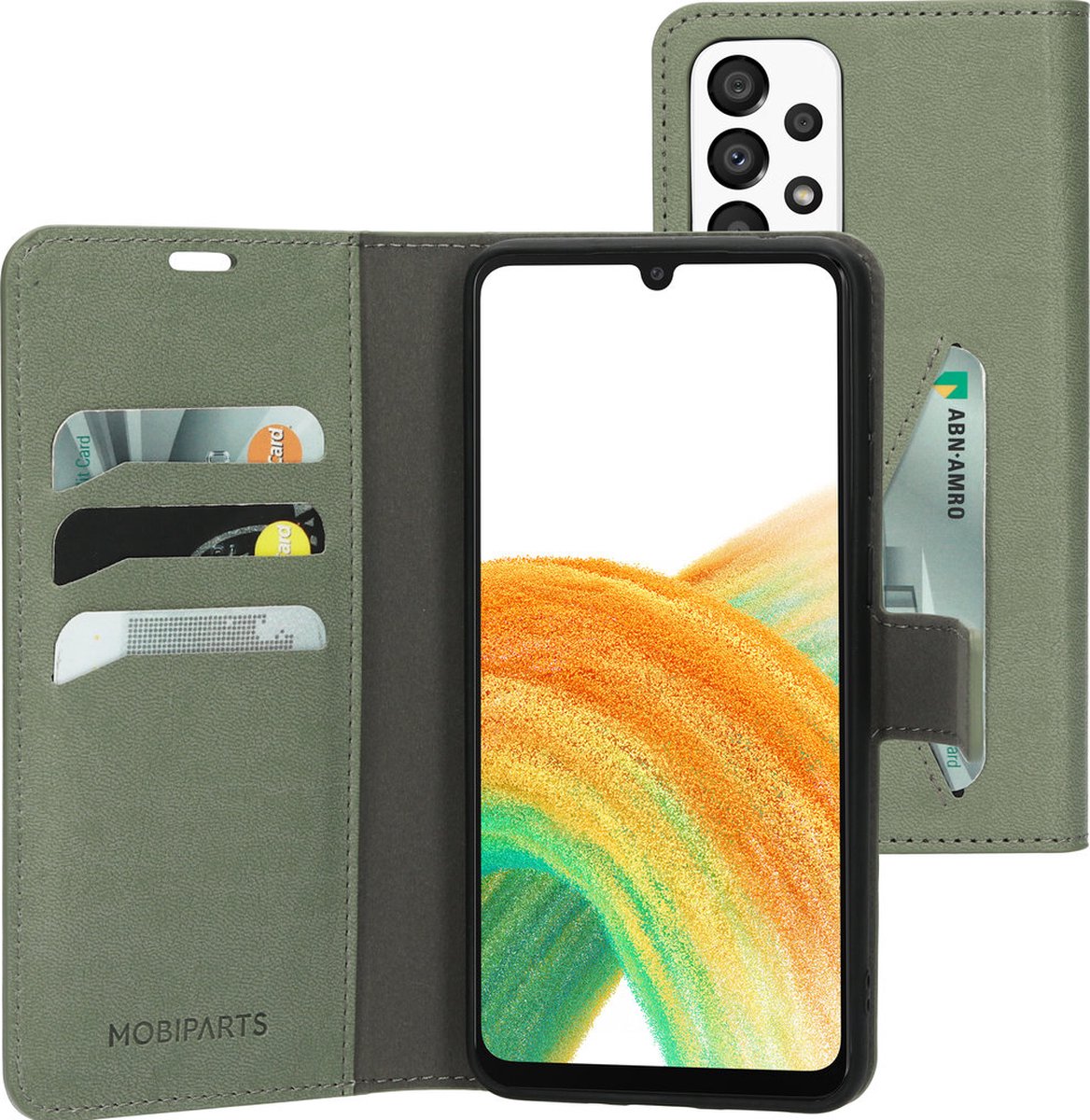 Samsung Galaxy A33 5G Hoesje - Premium Wallet/Boekhoesje - Eco Leer - Magneet Sluiting - Opberg vakken - Groen - Mobiparts