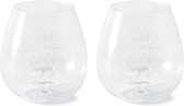 Riviera Maison Service de Verres à eau gravés avec texte - Drinks On The House Glass - 611 ML - Glas - Transparent - 2 pièces