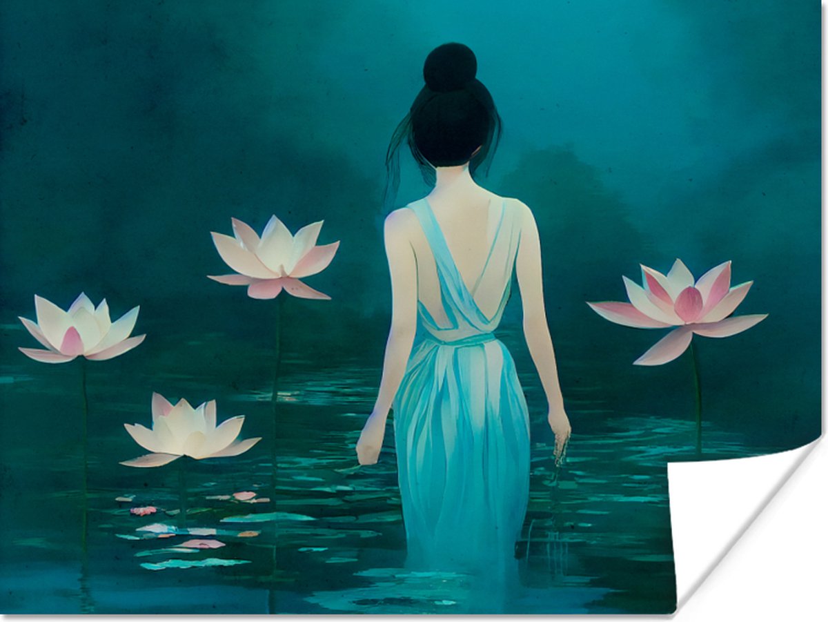 Vrouw - Portret - Water - Bloemen - Lelie