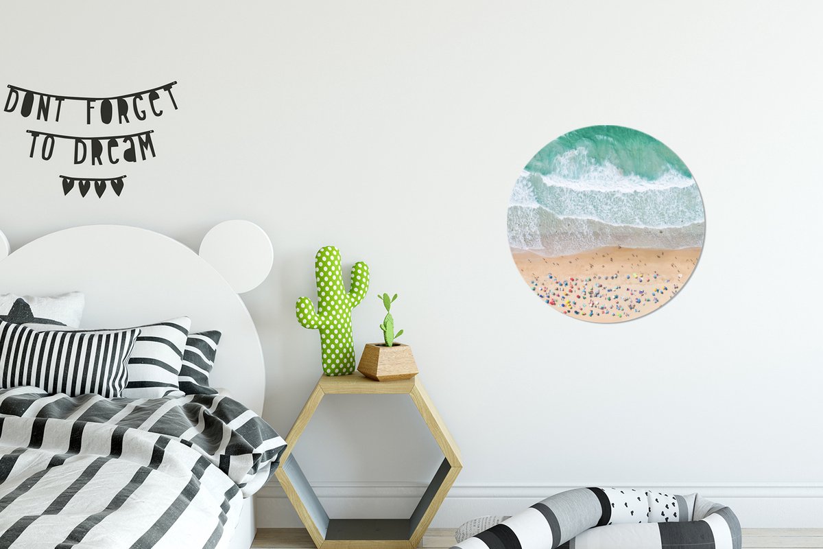 WallCircle® - Behangcirkel 30x30 cm - Muurstickers Zee - Strand - Parasols - Water - Zomer