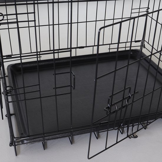Hondenbench Zwarte coating 62 x 42 x 49 cm bench hond 2 deuren