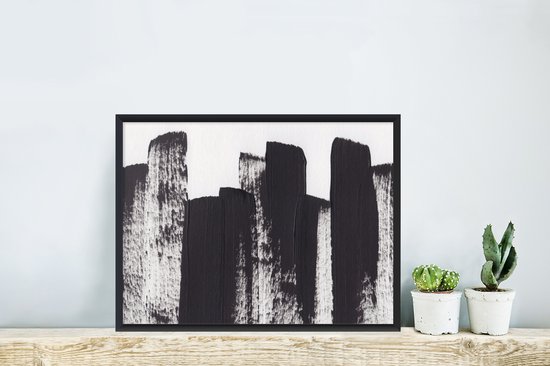 Cadre photo avec poster - Peinture - Abstrait - Zwart - Wit - 40x30 cm - Cadre poster
