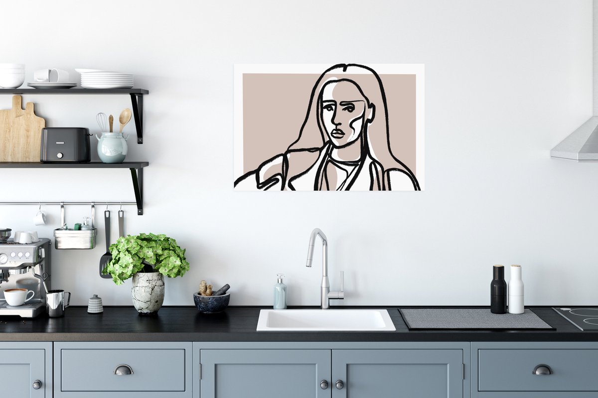 Portret - Vrouw - Line art - Pastel