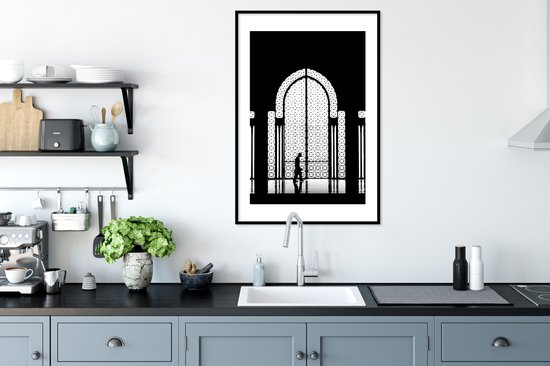 Cadre photo avec poster - Zwart - Wit - Fenêtre - Homme - 60x90 cm - Cadre poster