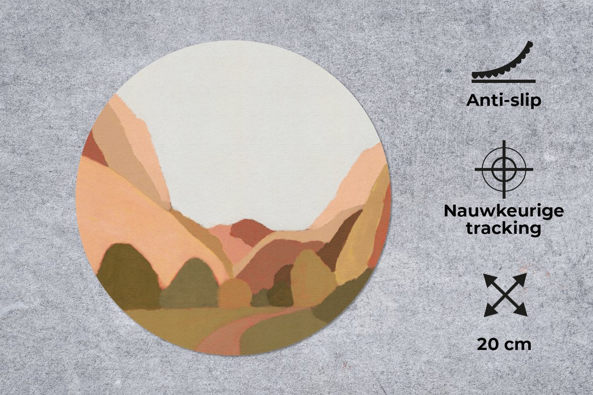 Muismat rond 20x20 cm - Mousepad Natuur - Landschap - Abstract - Kunst - Ronde muismatten