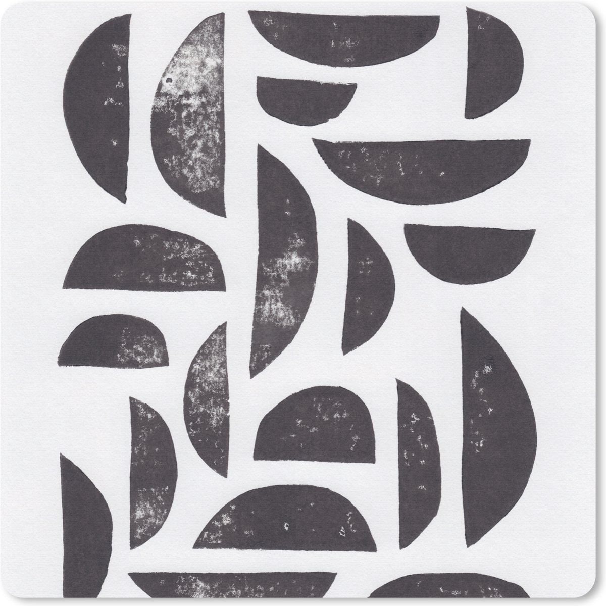 Muismat 20x20 cm - Mousepad Vormen - Abstract - Zwart - Wit - Muismatten