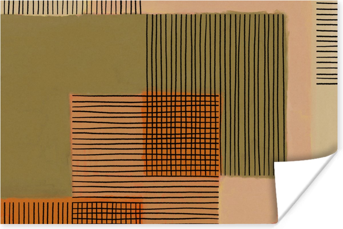 Poster Abstract - Lijnen - Kubus - Patchwork - 30x20 cm
