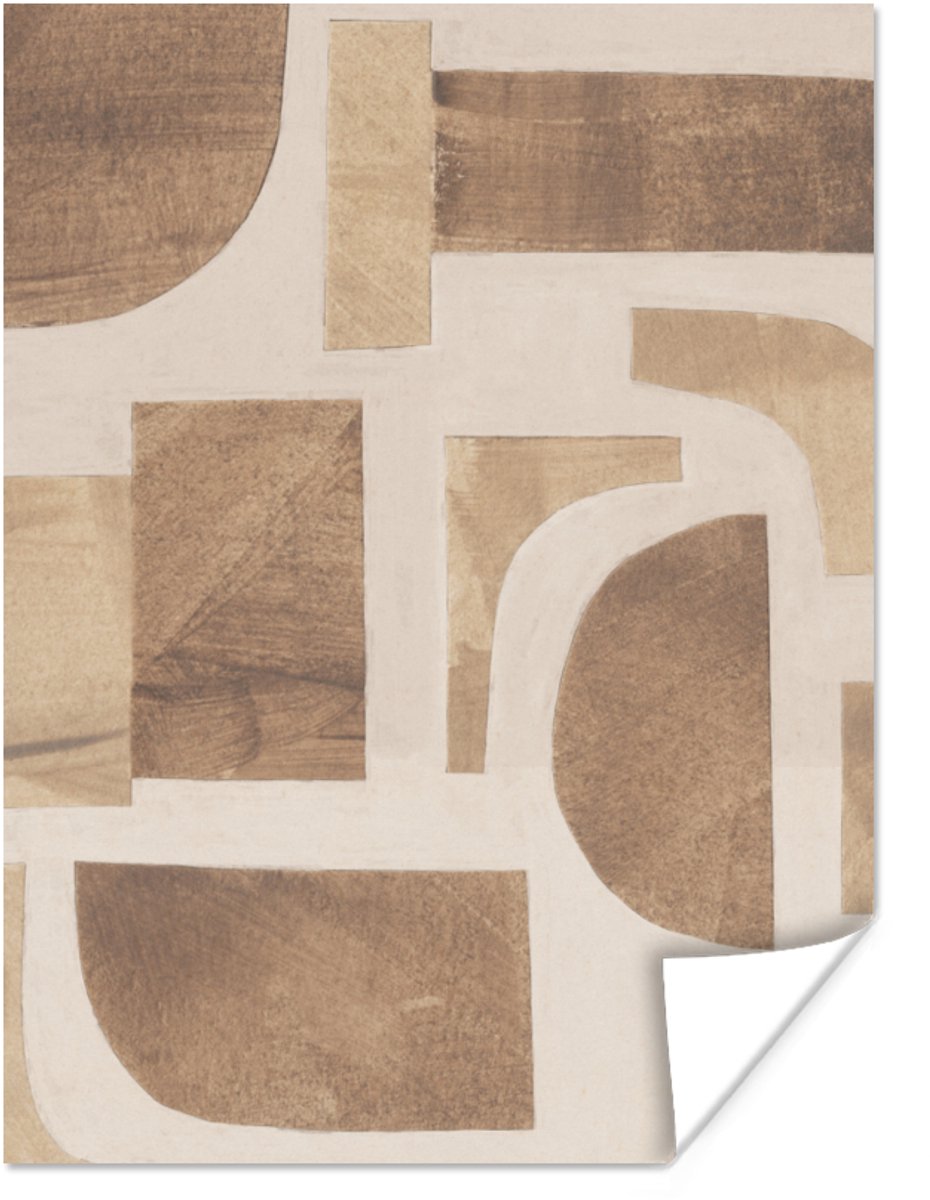Poster Vormen - Abstract - Puzzel - Hout - 60x80 cm