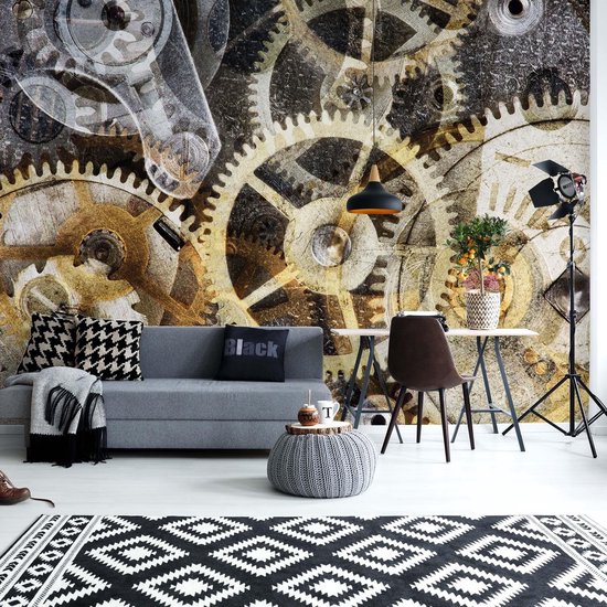 Papier peint Horloge Mécanisme Temps | V8 - 368 cm x 254 cm | Polaire 130gr / m2