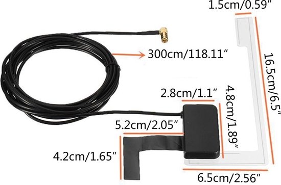 DAB Antenne autoradio Adaptateur Numérique Radio Actif Verre