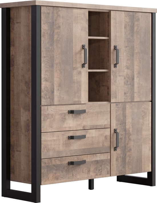 trendteam smart living Highboard, bruin, zwart, 138 x 155 x 45 cm