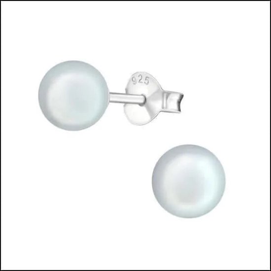 Aramat jewels ® - Zilveren pareloorbellen licht blauw 925 zilver 6mm