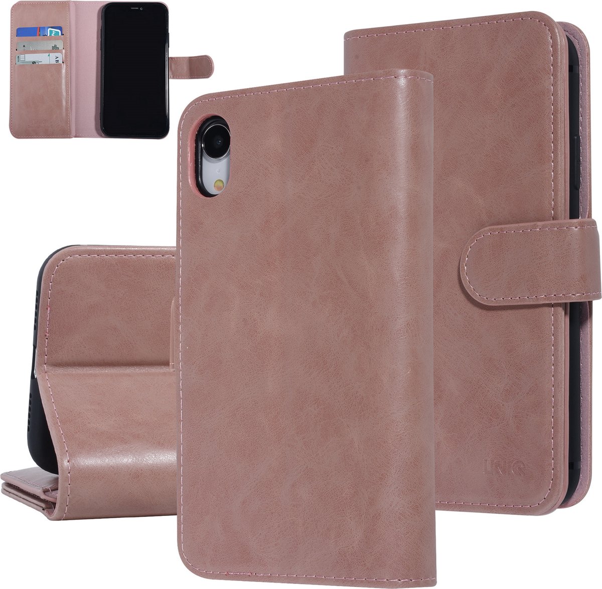 UNIQ Accessory iPhone XR Booktype hoesje Zachte huid - Pasjeshouder 9 pasjes - Rosegold
