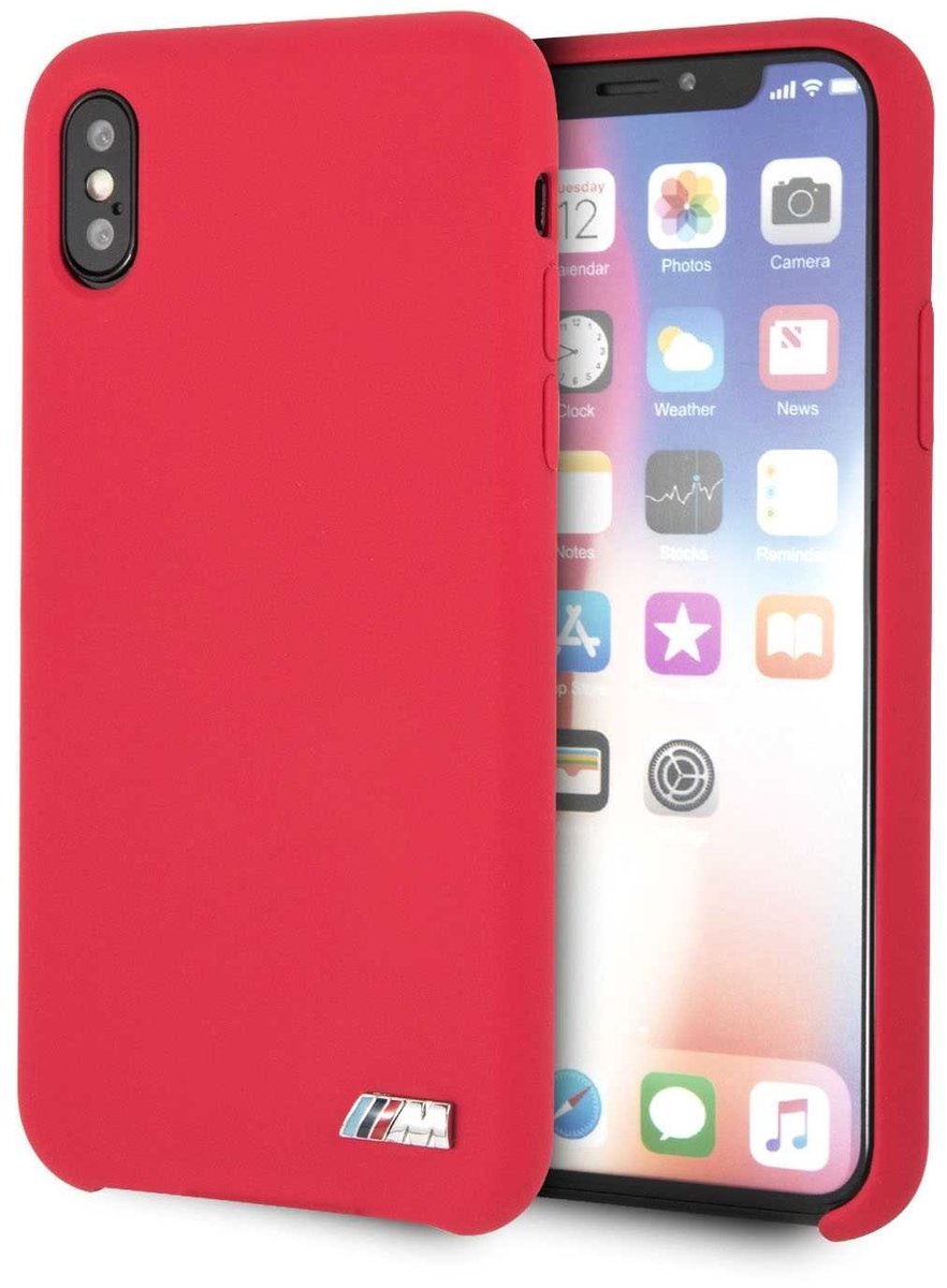 Rood hoesje BMW - Backcover - iPhone XS Max - Hard Case - Logo M