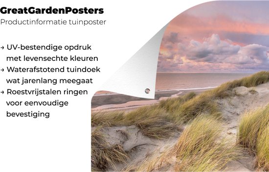 Décoration de jardin Plage - Mer - Dune - Coucher de soleil - 60x40 cm - Poster de jardin - Toile de jardin - Poster extérieur