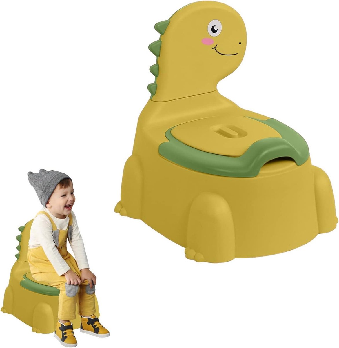 Peuter Potje - Zindelijkheidstraining Toilet - Zindelijkheidstraining - Dinosaurus Ontwerp - 32.5 x 24.5 x 32 cm - Geel