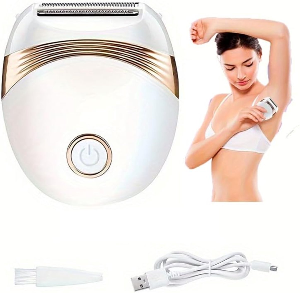 Elektrisch ontharingsapparaat voor dames, 2-in-1, geschikt voor korte en lange haartjes, met pijnstillend gaasje. Oplaadbaar via USB / straal je buitengewone charme uit!