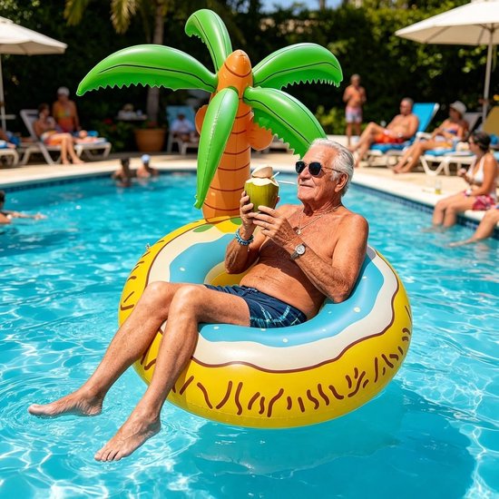 Opblaasbare Zwembaddrijver - Zomer Vlotter - Ontspannen in Water - Tropisch Boom Ontwerp - 120 x 120 cm - Meerkleurig — afbeelding 4