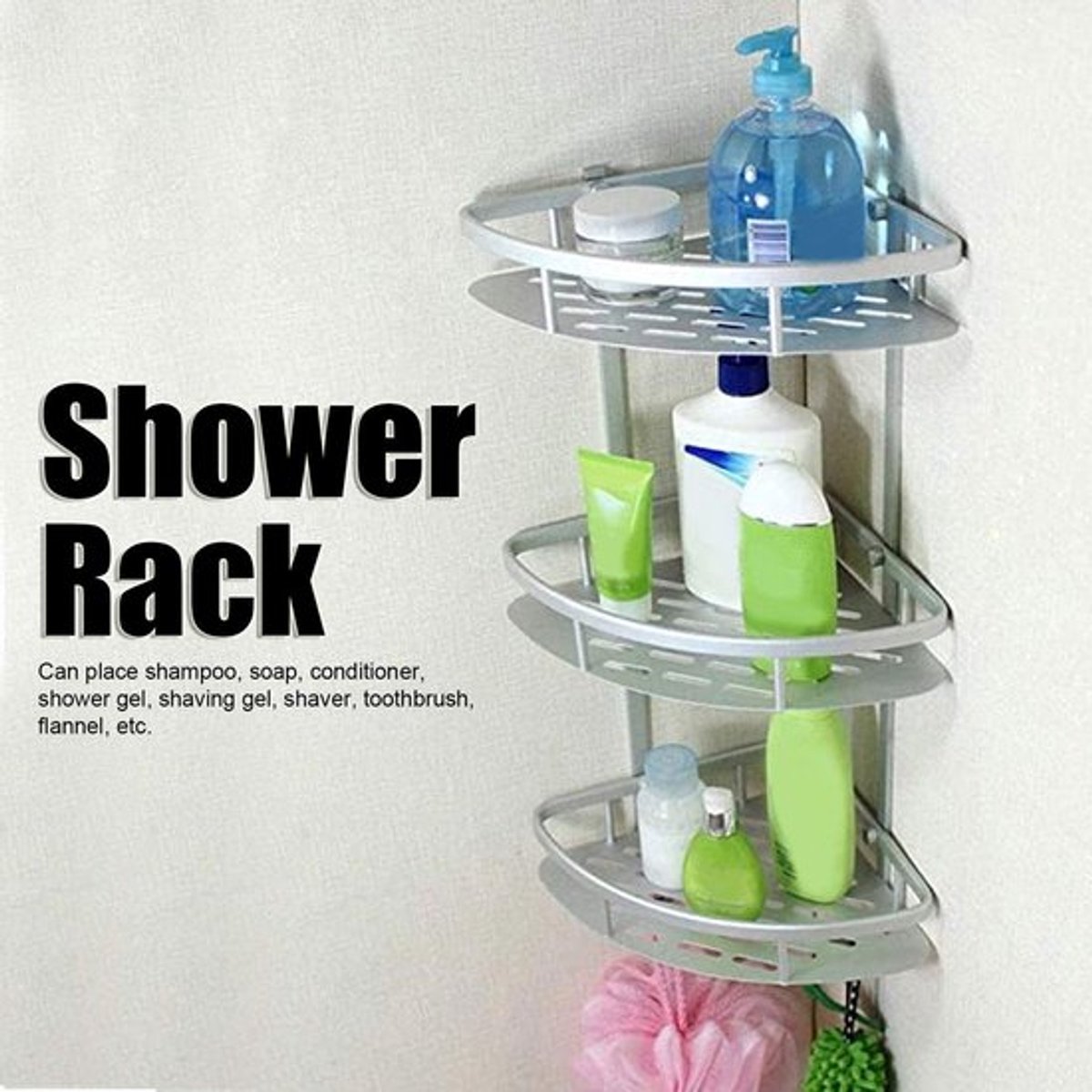 Hoekplank Rostbestendig - Wandplank - Doucheplank - Douche organizer - Hoekplank 3 lagen - Eenvoudig te installeren - Doucherek