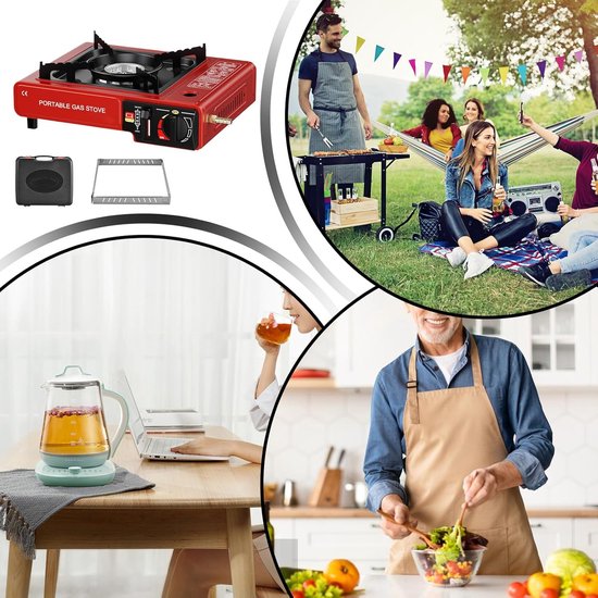 Camping Kooktoestel - Draagbaar Gasstel - Outdoor Koken - Dubbel Systeem - 36 x 28 x 9.2 cm - Metaal — afbeelding 3