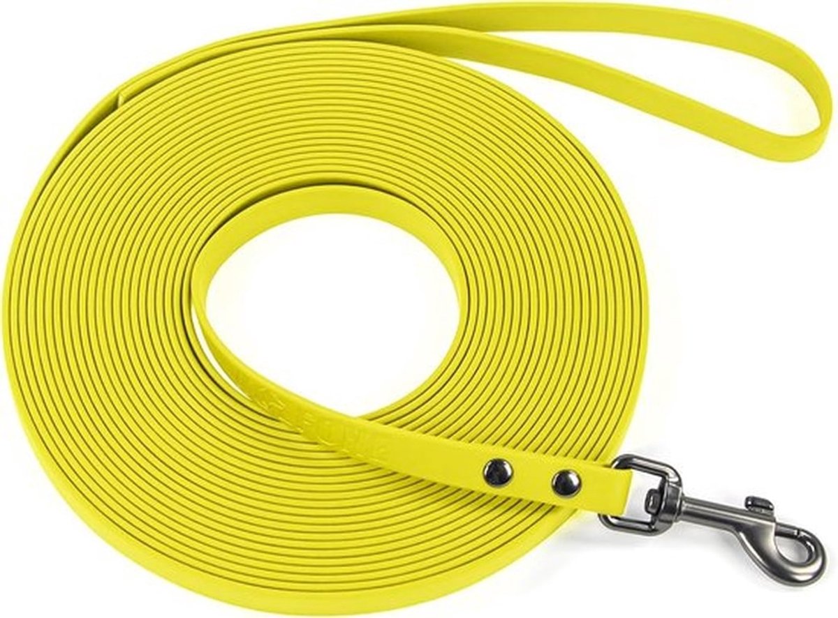 SnelShoppen - Training leash for dogs - Waterdichte lange lijn met 360° draaibare haak - Anti-trek en klitvrij 25 m Geel voor Training, Wandelen, en B