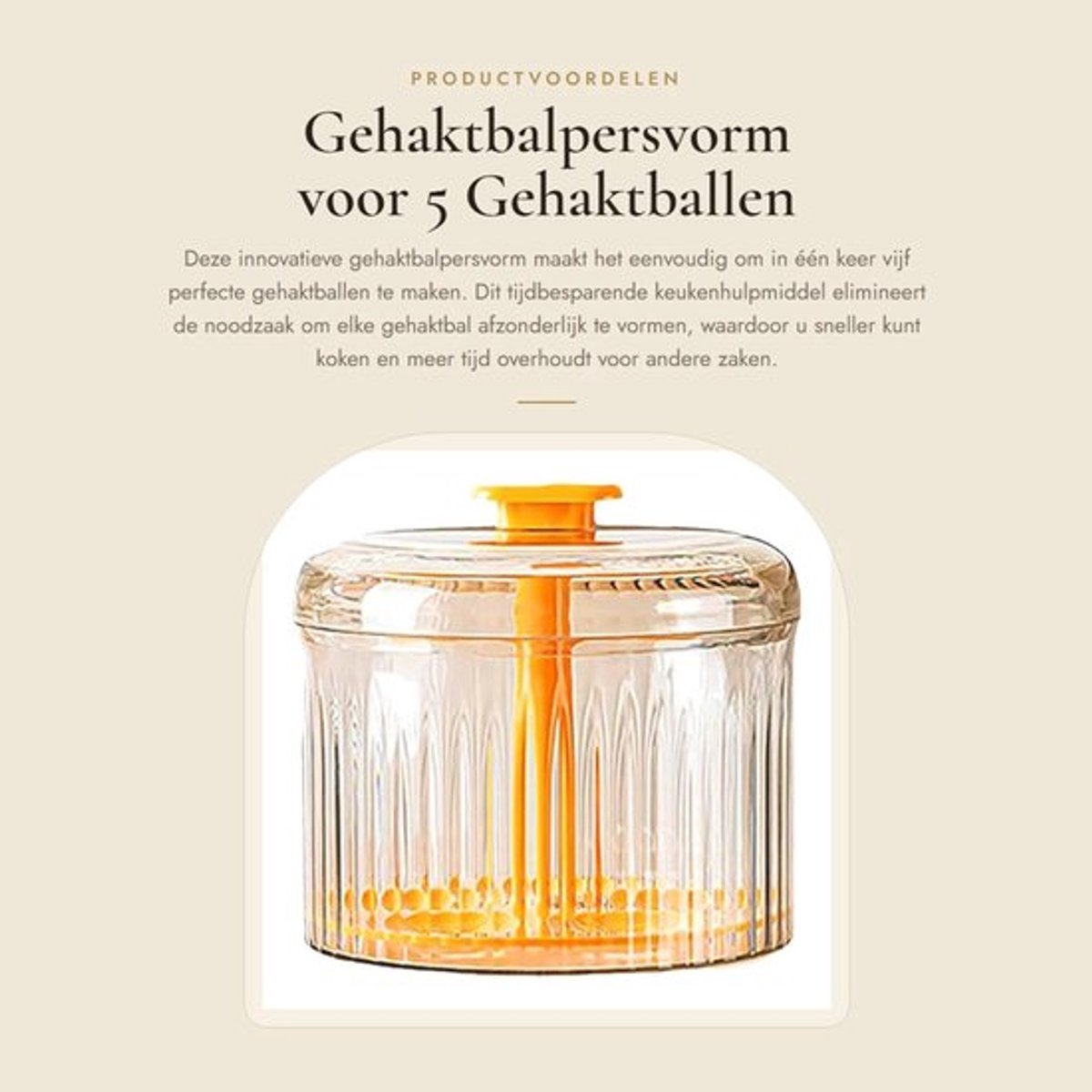 Gehaktbalpers - Maak tot 5 Gehaktballen - Tijdbesparend Hulpmiddel - PET/PP Materiaal - Gebruiksvriendelijk Ontwerp - Comfortabele Grip - Gehaktbalmaker
