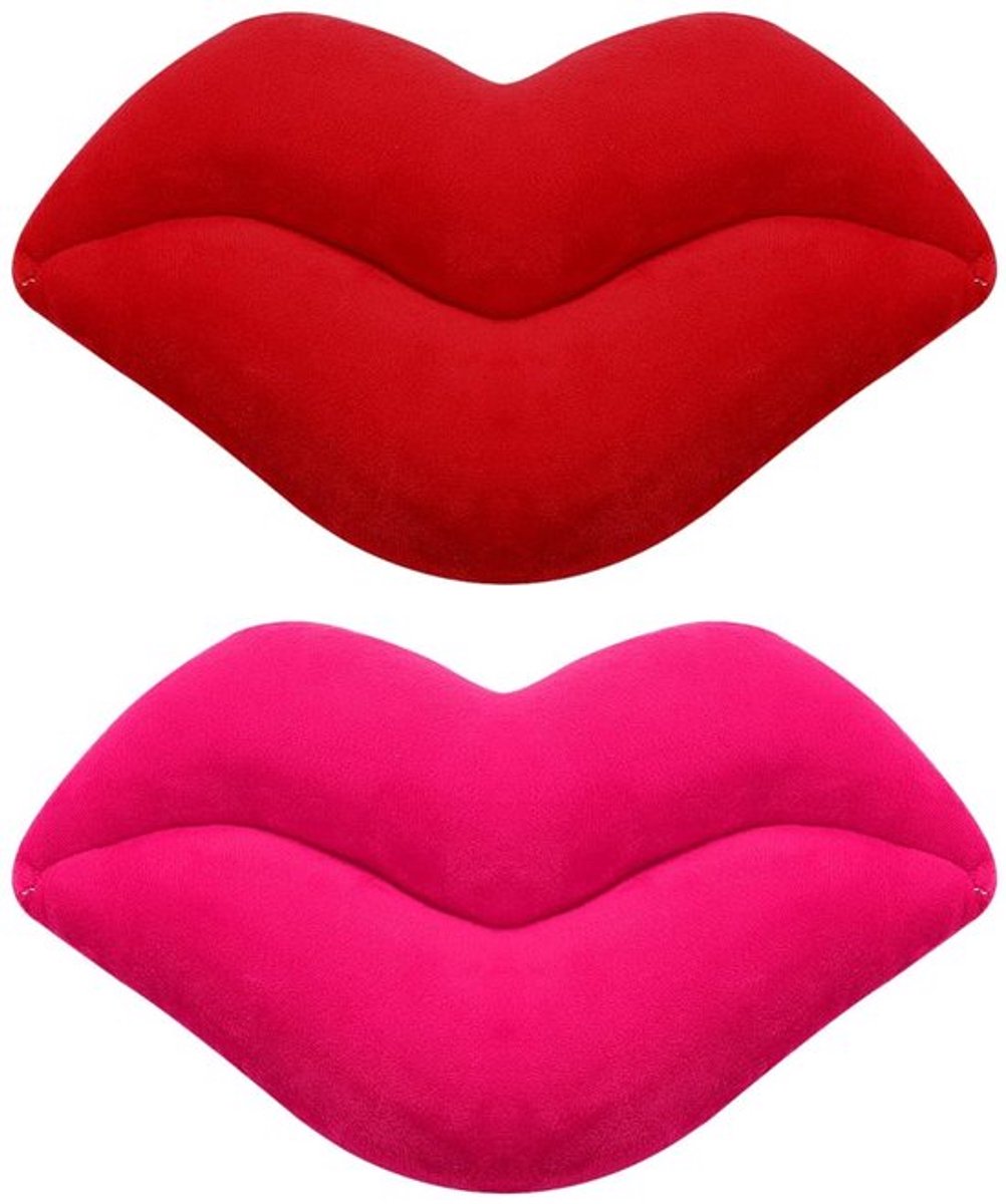 Lippenkussen - Pluche sierkussen - Zacht en comfortabel - Roze - Decoratie voor woonkamer en slaapkamer - Valentijnscadeau - Geschikt voo...