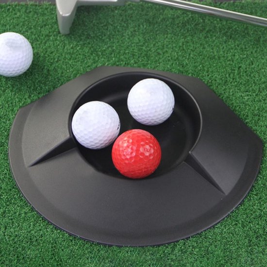 Putt Cup Oefenbeker - Golf Oefen Hole - Golfspel Verbeteren - Voorkomt Uitrollen Bal - 23x193x2 cm - Zwart — afbeelding 3
