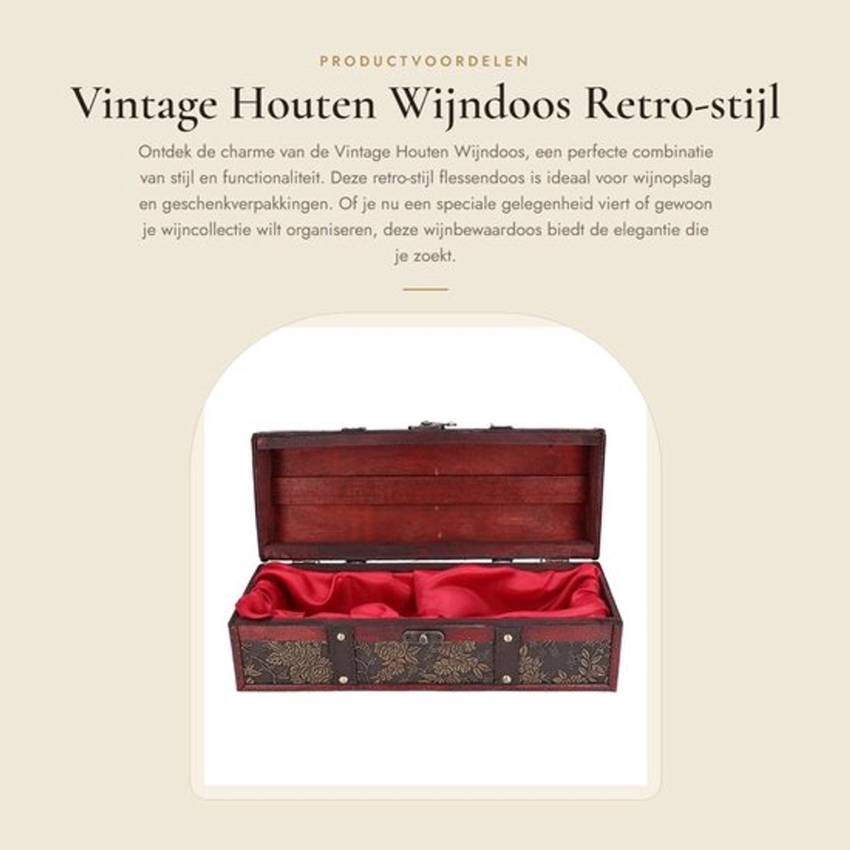 Wijndoos Antieke Stijl - Houten Wijnopslag - Geschenkdoos - Vintage Flessendoos - Elegante Decoratie - Perfecte Wijnkist