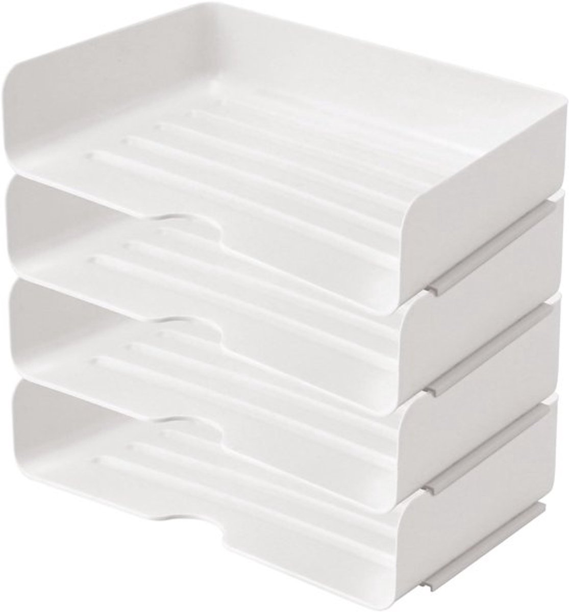 Papier Organizer Stapelbaar 4 Laags - Bureau Organizer - Documentenmap - Brievenbak - Opbergdoos - Wit - Documentenhouder