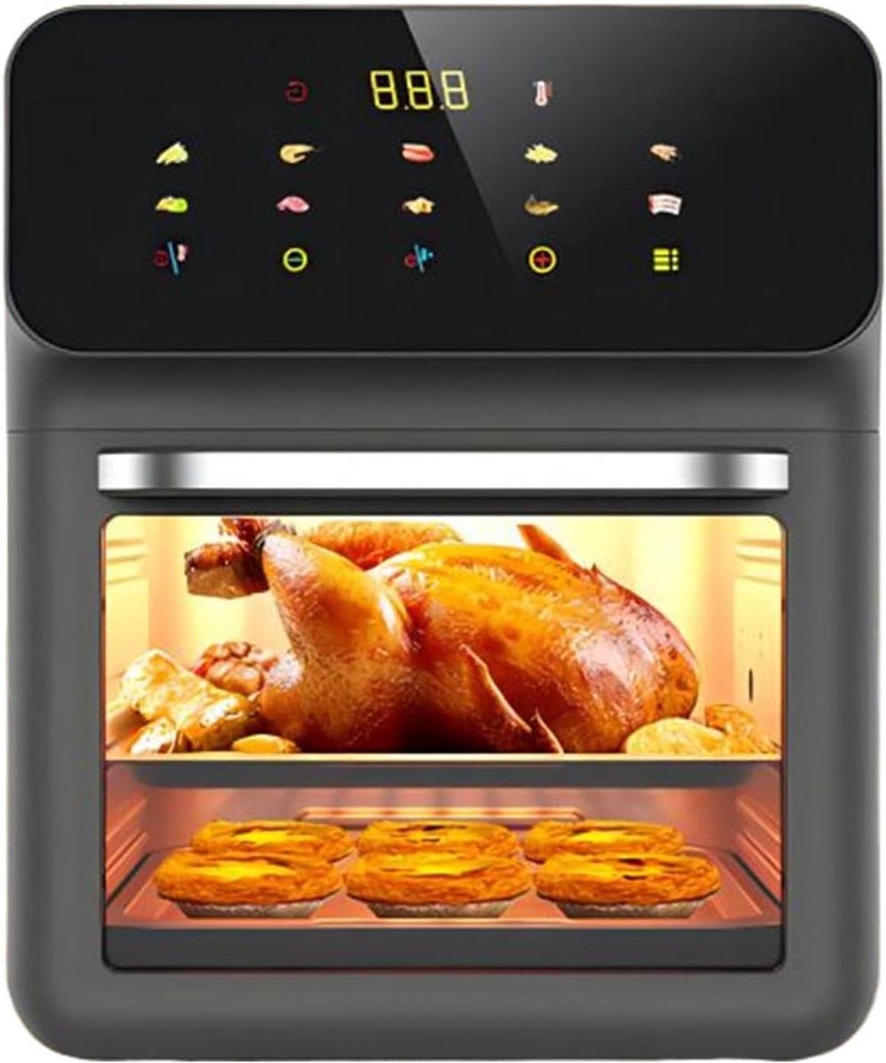Tafeloven Airfryer - Heteluchtoven Combinatie - Gelijkmatig Koken - Dubbele Temperatuurzones - 15 Liter - Zwart