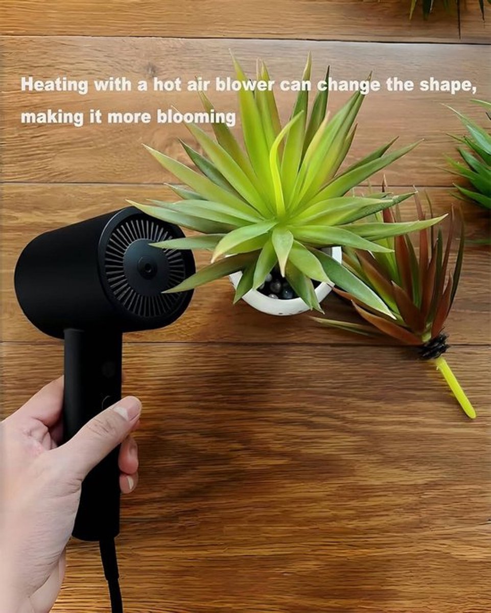 Set van 2 realistische kunstmatige faux succulenten voor huis en tuin decoratie (herfst groen) - yucca vera kas planten.