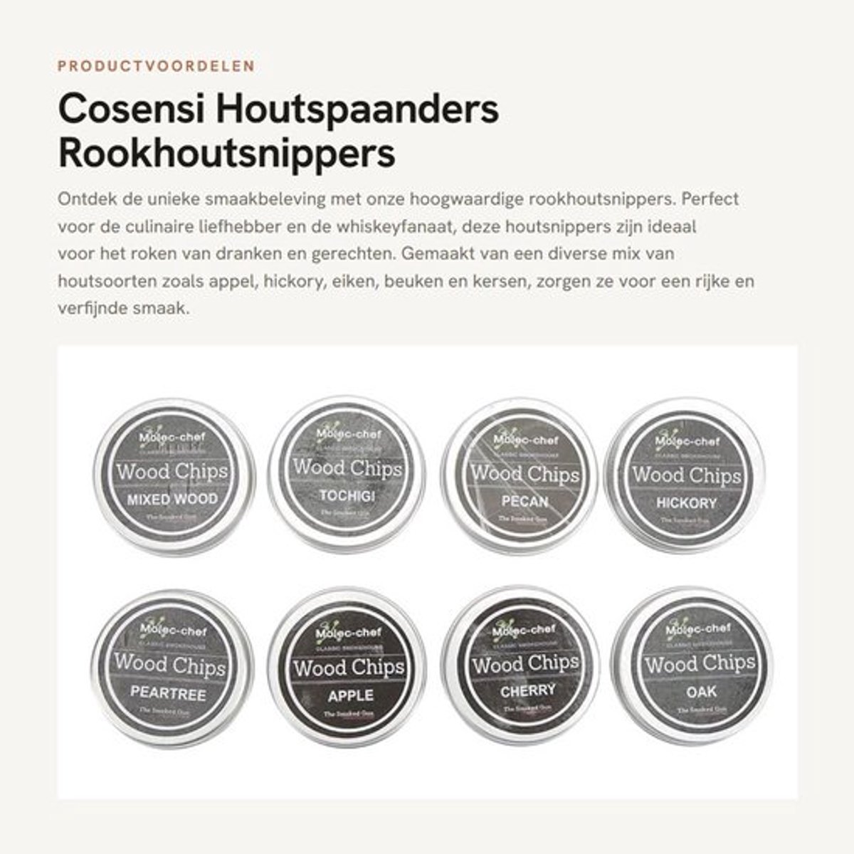 Houtspaanders 8 Doosjes - Rookhoutsnippers - Appelhout/Hickory/Eiken/Kersen - Gerookte Dranken - Aangenaam Rokerig Aroma - Verbeterde Smaak - Rookchips