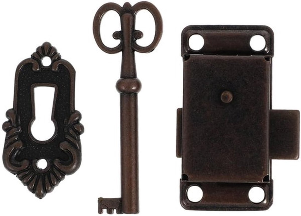 Kastslot - Vintage-slot - Ideaal voor meubels - Antiek ontwerp - Inclusief sleutel - Perfect voor houten dozen