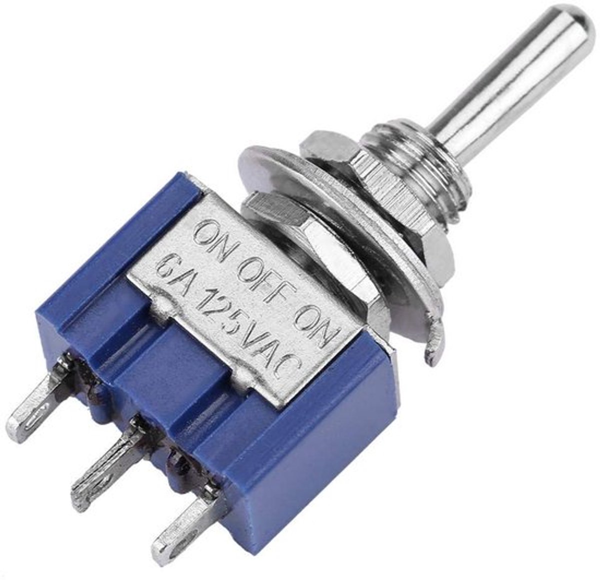 - Mini-Drukschakelaar - 3-polige toggleschakelaar - Duurzaam - Compact formaat - ON-OFF-ON schakelaar - voor elektronische projecten - 6 A, 125...