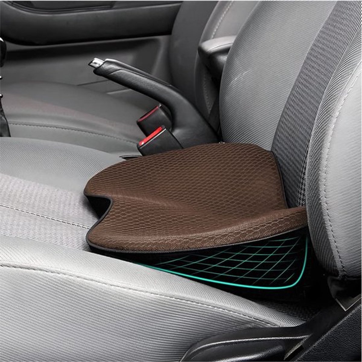 Autostoelkussen met Memory Foam - Wigkussen - Zitkussen Orthopedisch - Antislip - Verhoging - Ademend ontwerp