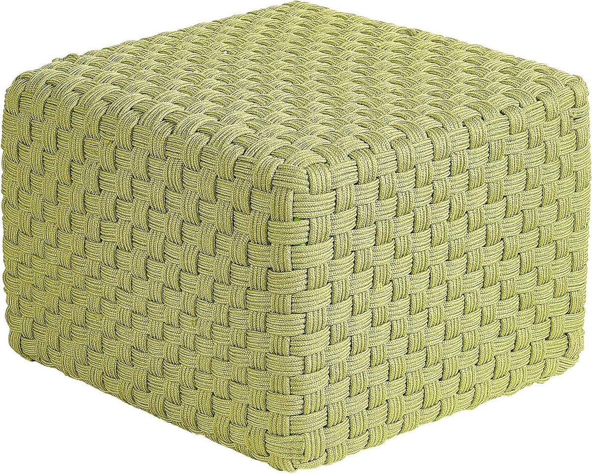 Tuin Poef - Voetenbank Ottomaan - Buiten Ontspannen - Handgeweven UV-bestendig - 50 x 50 x 35 cm - Groen