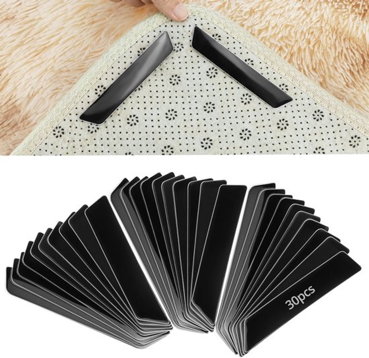 - Tapijt Onderlaag - Antislip - Herbruikbaar - Geschikt voor Laminaat, Hout en Tegels - 30 Stuks - Ideaal voor Huisdieren