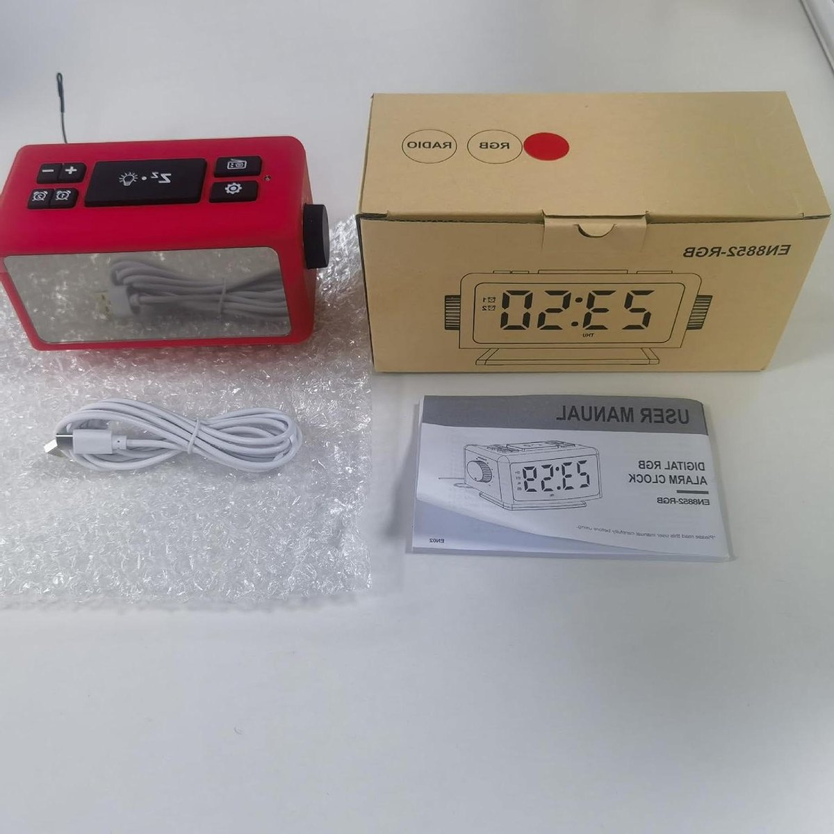 Digitale Wekker - Spiegelklok Radio - Wakker Worden - 4 Kleuren Display - 5 Inch Scherm - Wit